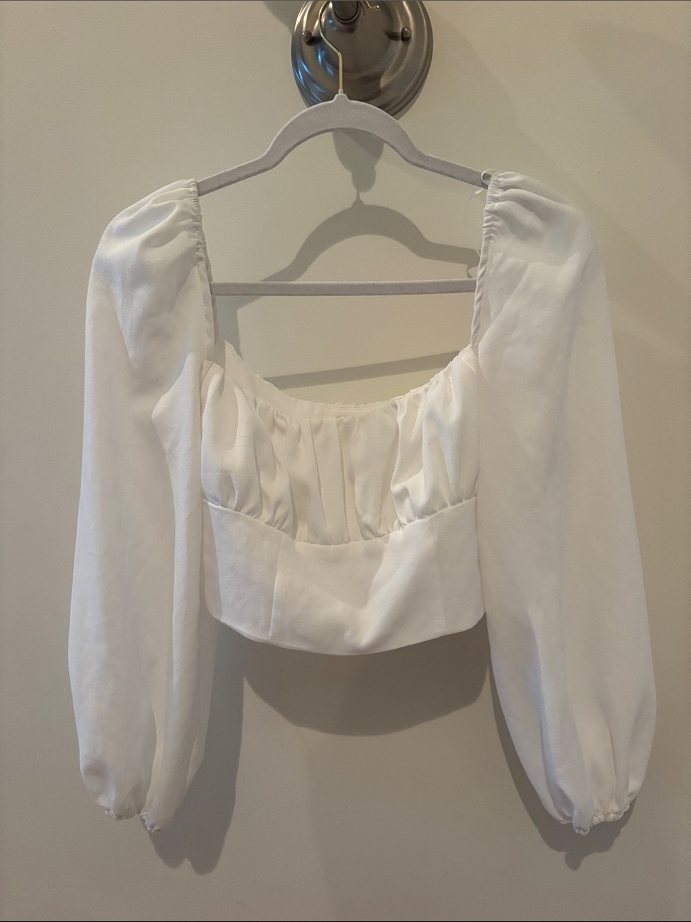 Princess Polly White Puff Sleeve Cropped Top